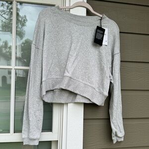 Chaser gray cropped sweatshirt